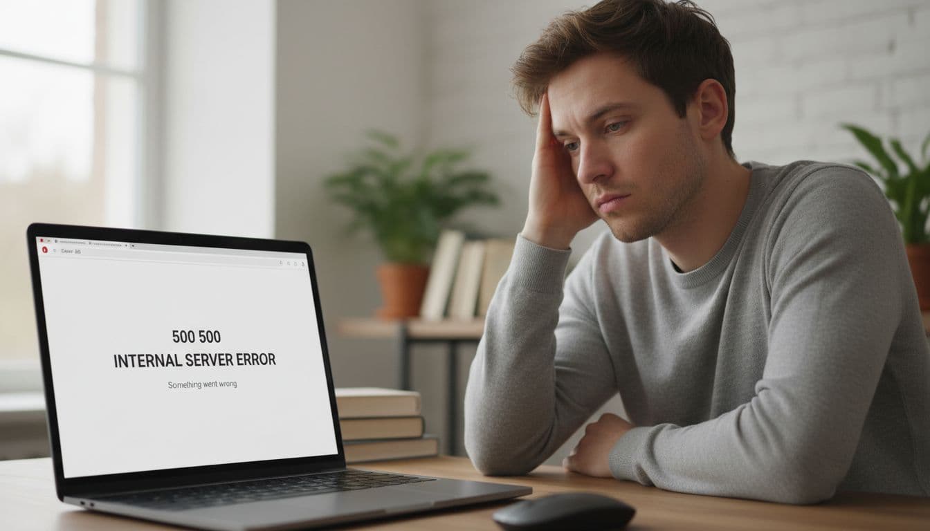 User seeing a 500 internal server error on a laptop
