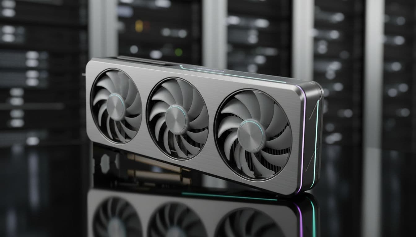 High-end next-generation graphics card in a studio product shot