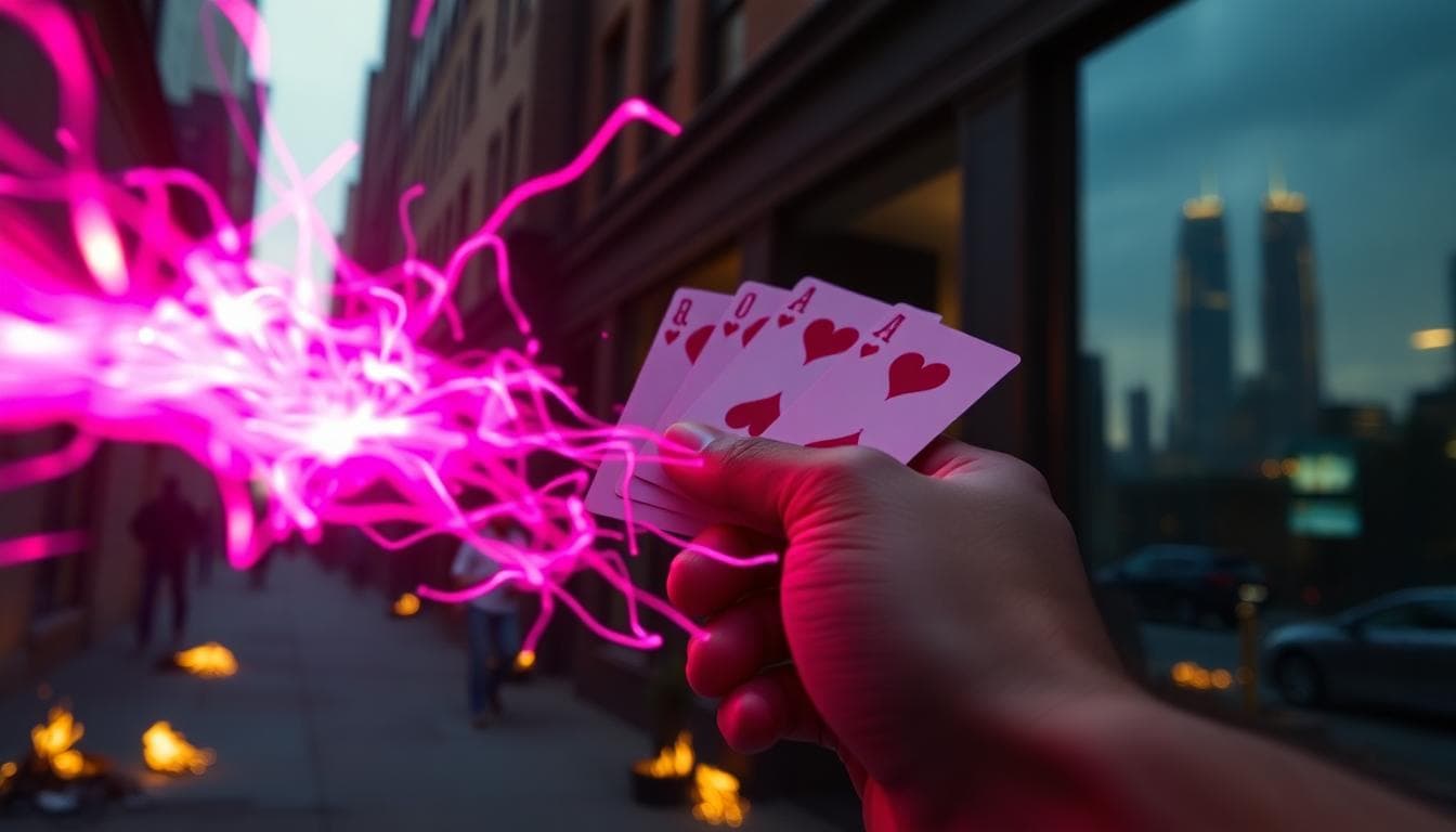 Channing Tatum Teases Gambit’s Return in Avengers: Doomsday 3 Close-up of Gambit’s charged playing cards flying forward with neon magenta energy trails