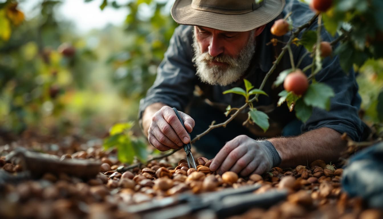 USDA Approves $531 Million to Help Georgia Farmers Recover From Hurricane Helene 2 Georgia farmer inspecting storm-damaged pecan orchard branches