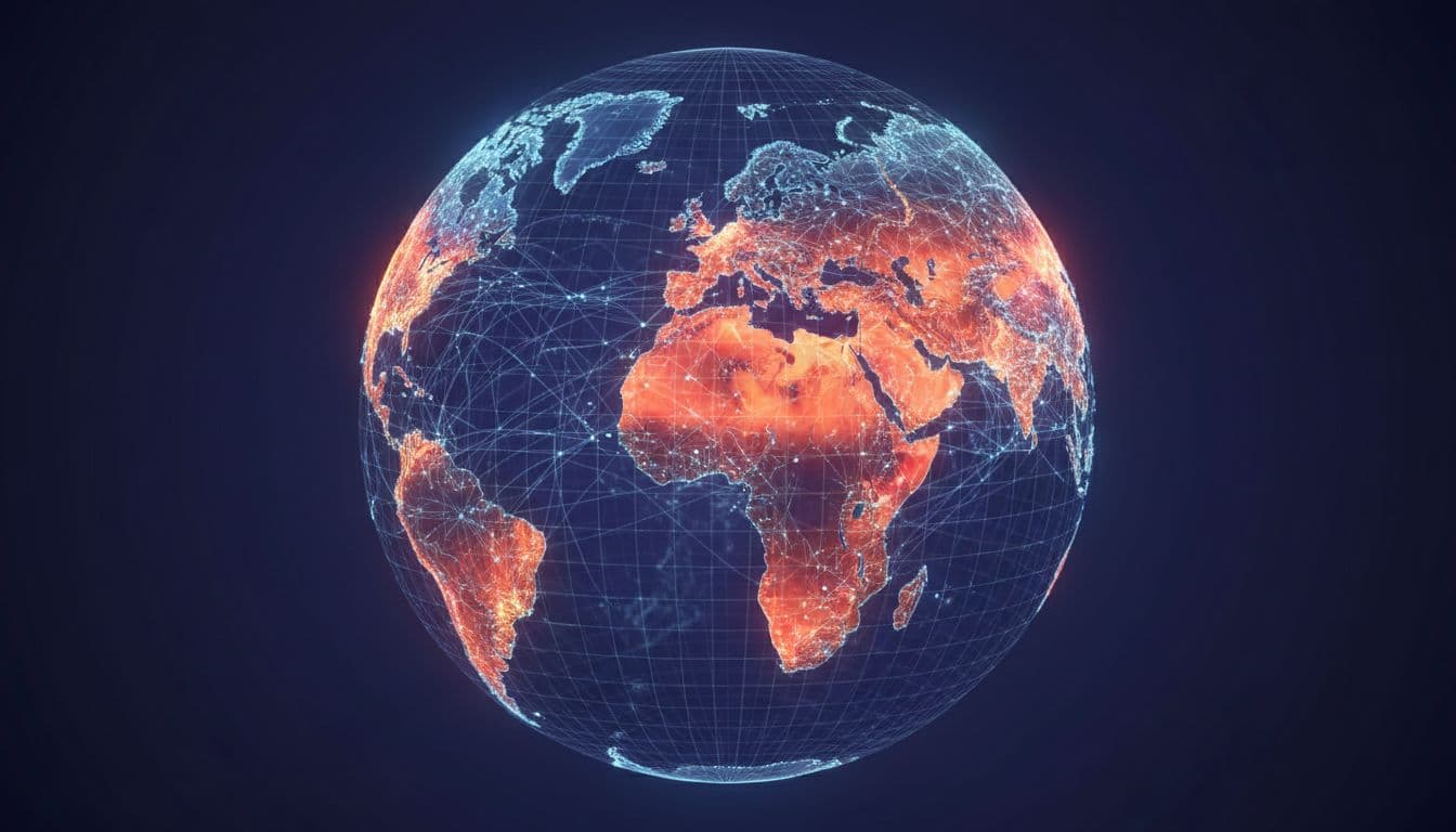 Global internet map with outage heat zones