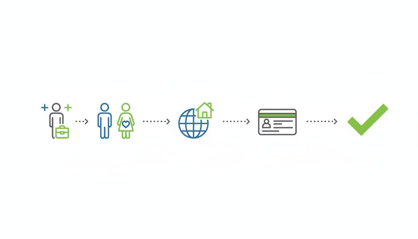 Simple icons showing the H-4 EAD process from H-1B worker to H-4 spouse work authorization