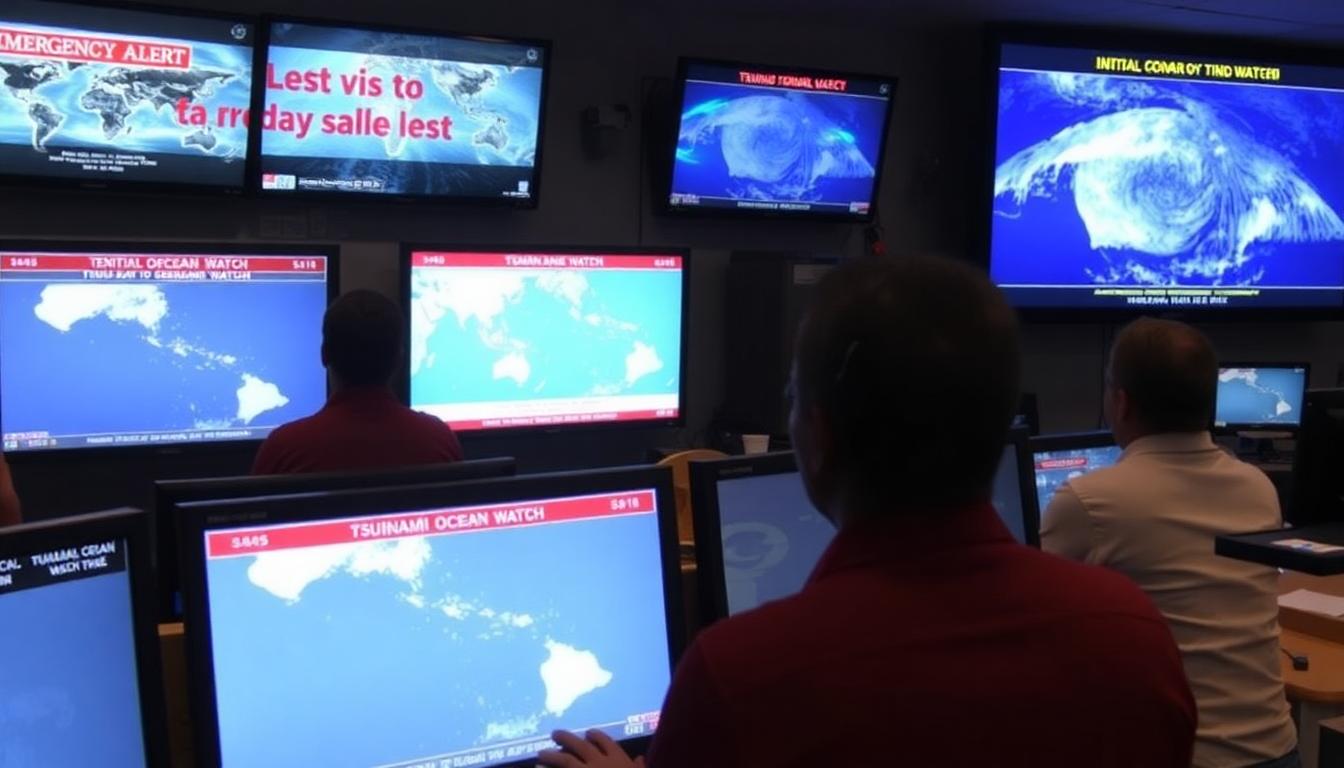 When the Earth Trembled: The Russia-Kamchatka Earthquake and Hawaii's Night of Worry 3 Inside Article Image 2: Emergency alert screens and staff in Hawaii