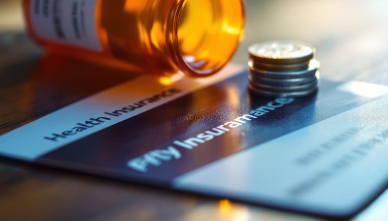 Drug Prices in America: What “TrumpRx”-Style Plans Mean for Patients and Pharma 4 Close-up of health insurance card, prescription bottle, and stacked coins