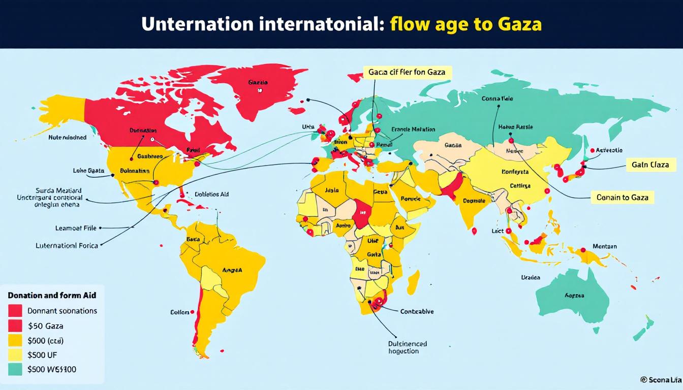 Bella Hadid, Palestine, and the Adidas Controversy: A 2025 Update 5 Infographic map showing global humanitarian aid donations flowing to Gaza