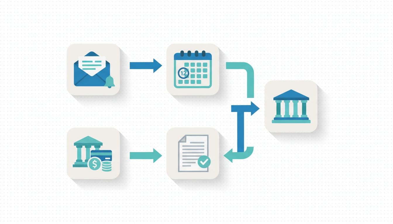 Visual steps of the IBR discharge process from email to servicer to account update