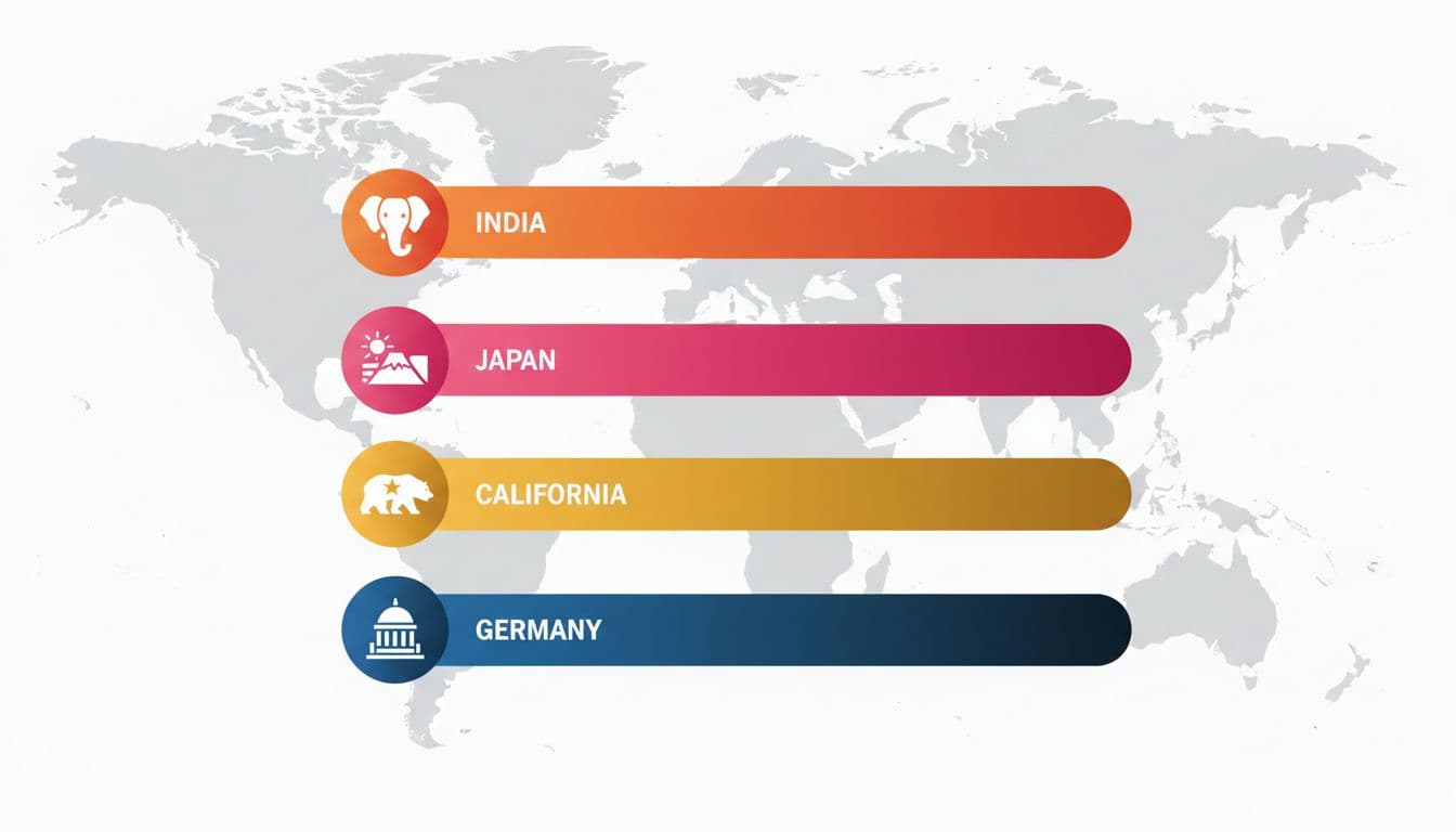 Illustration comparing India, Japan, California, and Germany by economic size