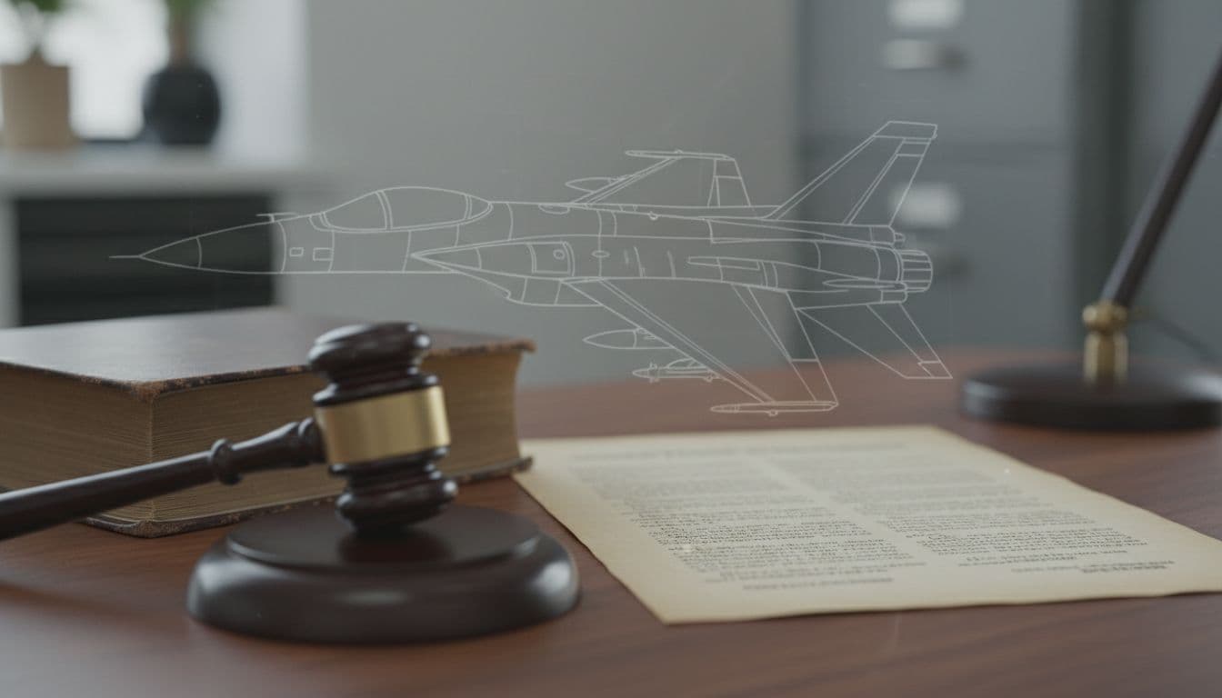 US Faces War Crime Allegation Over Reported “Disguised” Aircraft in Caribbean Drug Boat Strike 3 Judge gavel and law book with an aircraft schematic overlay, representing legal scrutiny of alleged war crimes and perfidy