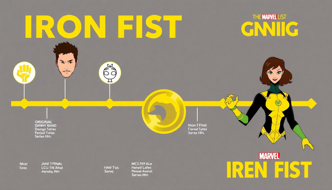 Marvel’s New Iron Fist Sets MCU Record for Representation 3 Infographic timeline showing Iron Fist legacy: original Danny Rand, Netflix series, and new MCU animated female Iron Fist