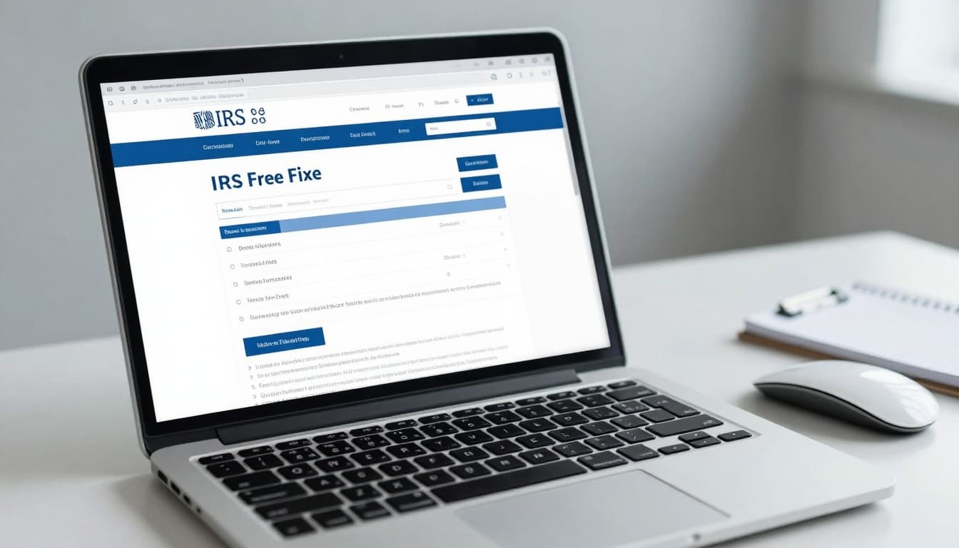 Laptop showing a generic online tax filing website layout