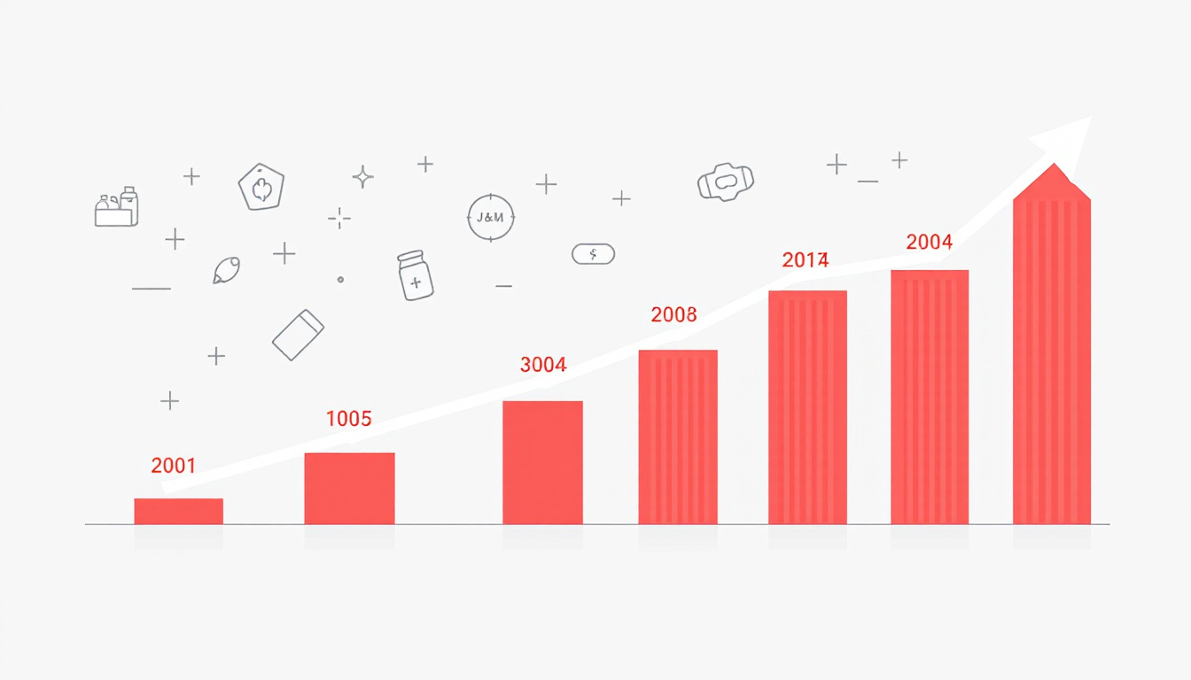Infographic illustration of dividend growth trend for a blue-chip company