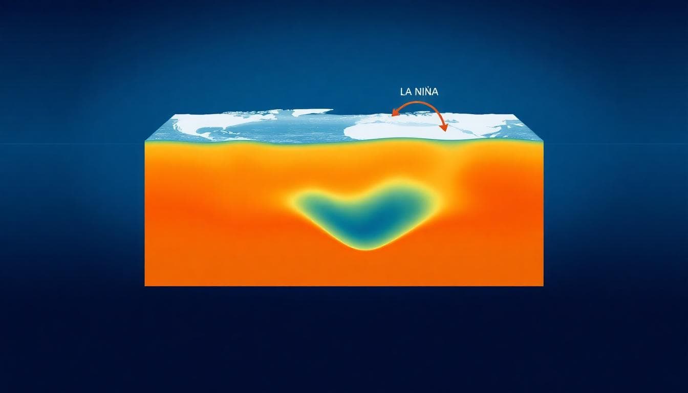 La Niña Has Arrived: What It Means for the U.S. Forecast This Fall and Winter 2 Cross-section concept of La Niña with a shallow thermocline in the east and warm pool in the west