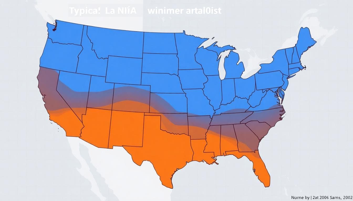 La Niña Has Arrived: What It Means for the U.S. Forecast This Fall and Winter 3 Map of typical La Niña winter impacts across the United States: colder Northwest, drier Southwest, warmer Southeast