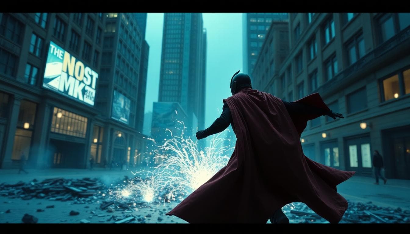 Avengers: Doomsday — Reported Villains and What Their Roles Could Be 3 Silhouette of a master-of-magnetism archetype raising metal debris in a city plaza