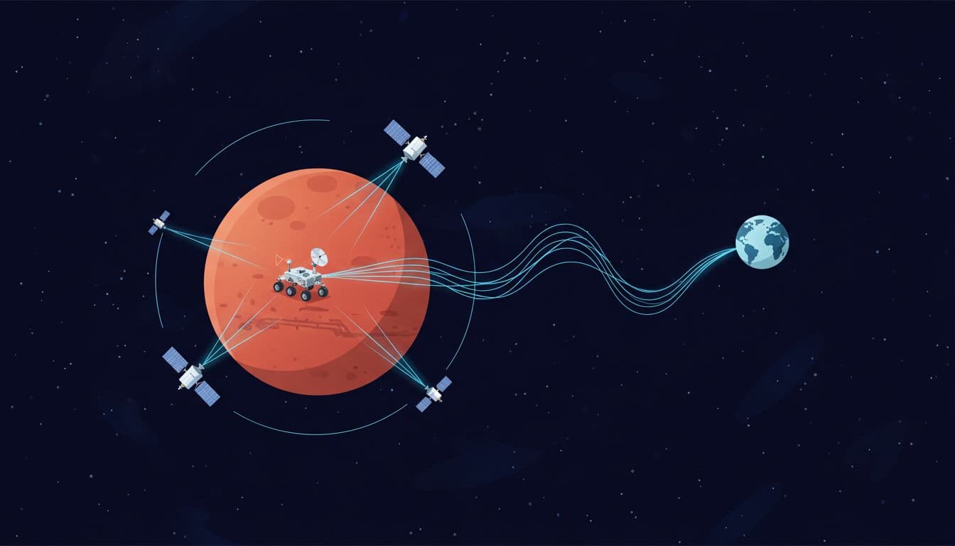 Mars orbiters relaying data between rovers and Earth