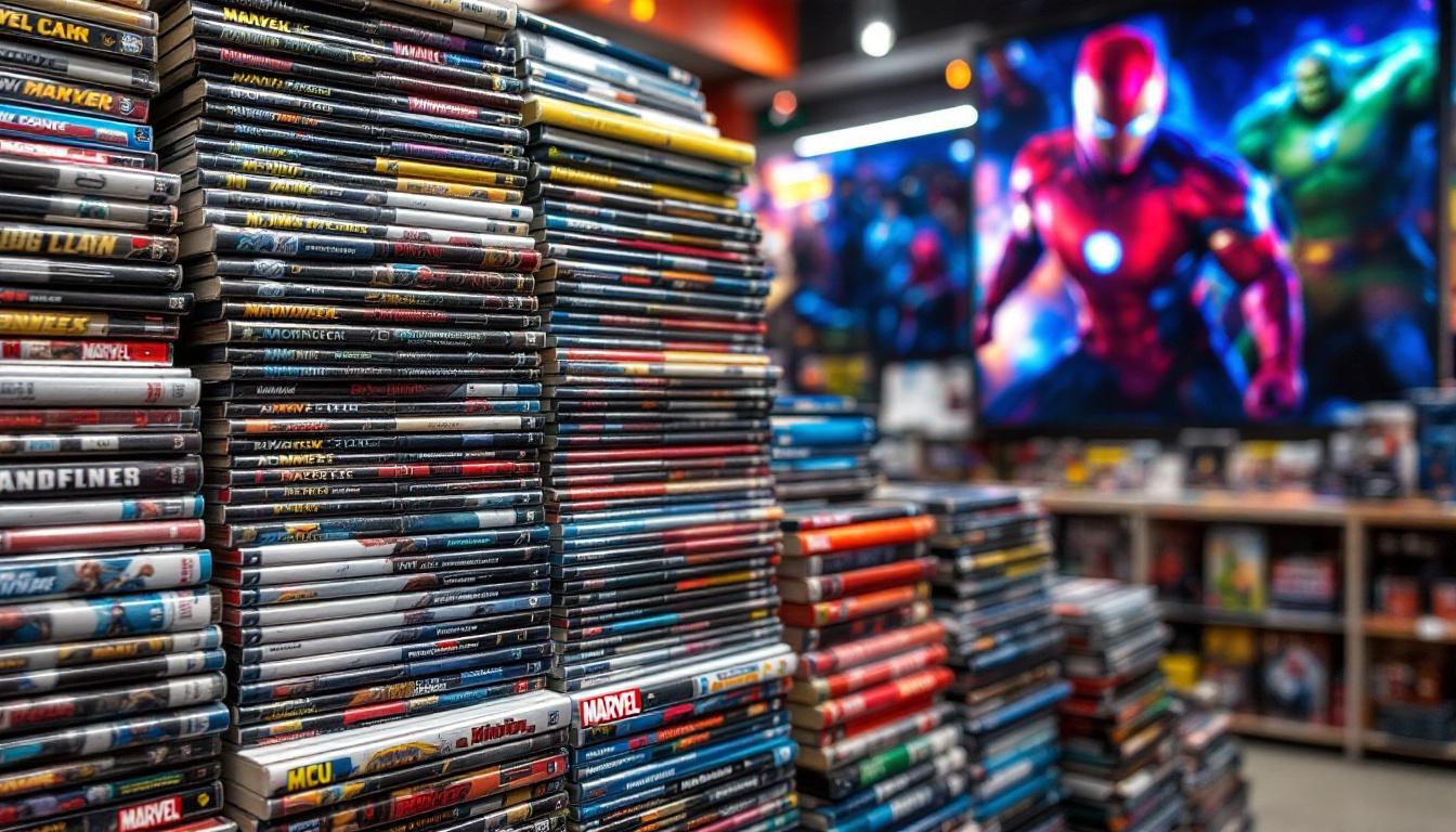 9 Signs The MCU Has Lost Its Way: A Closer Look At Marvel’s Struggles 1 Inside image 1: Rows of Marvel comics and MCU posters stack up and blur together on a store shelf, representing oversaturation and audience exhaustion with too many projects.