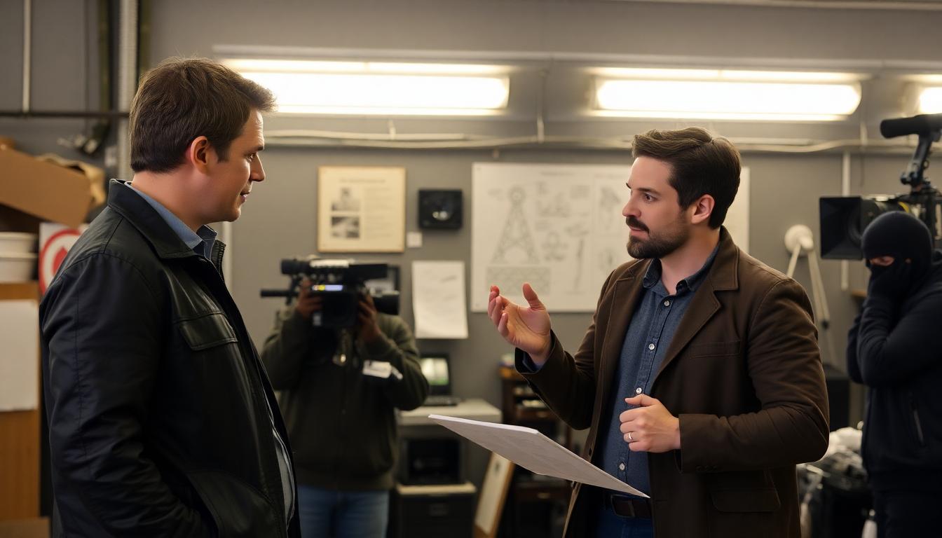 Inside "Fantastic Four: First Steps" — Matt Shakman’s Bold New Vision for Marvel’s First Family 4 Inside Article Image 3: Shakman and Pedro Pascal (Reed Richards) On Set