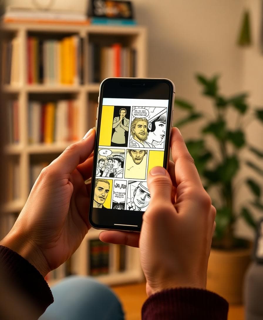 Marvel Comics Joins GlobalComix Digital Platform 3 Hands holding a smartphone reading comic panels