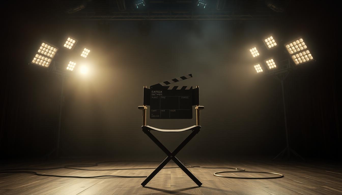 Channing Tatum Opens Up About a Canceled Superhero Project and Lessons From the Near-Miss 2 Director chair and clapperboard on a cinematic movie set with stage lights