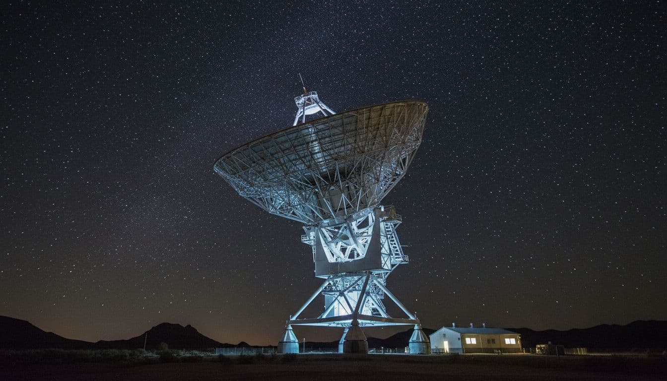 NASA Deep Space Network antenna listening for signals from Mars