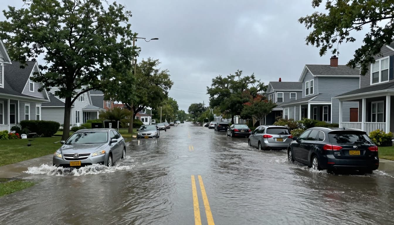 Flooded street in a New Jersey coastal neighborhood