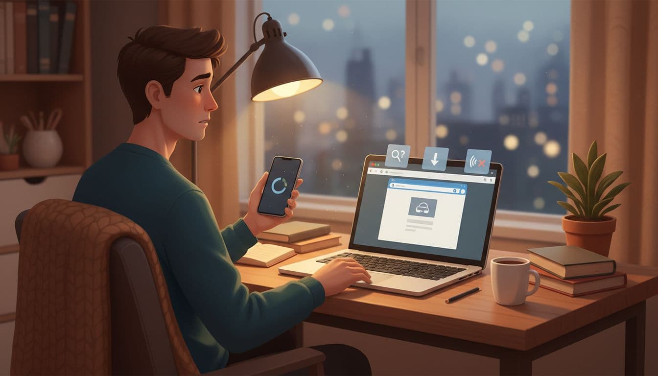 Person checking if Reddit is down on laptop and phone in a home office