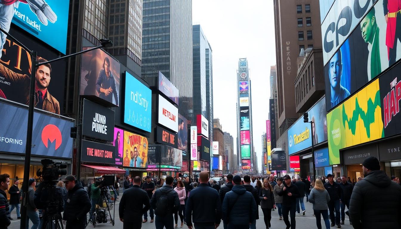 Inside "Fantastic Four: First Steps" — Matt Shakman’s Bold New Vision for Marvel’s First Family 3 Inside Article Image 2: Pinewood Studios—Times Square Set Recreation