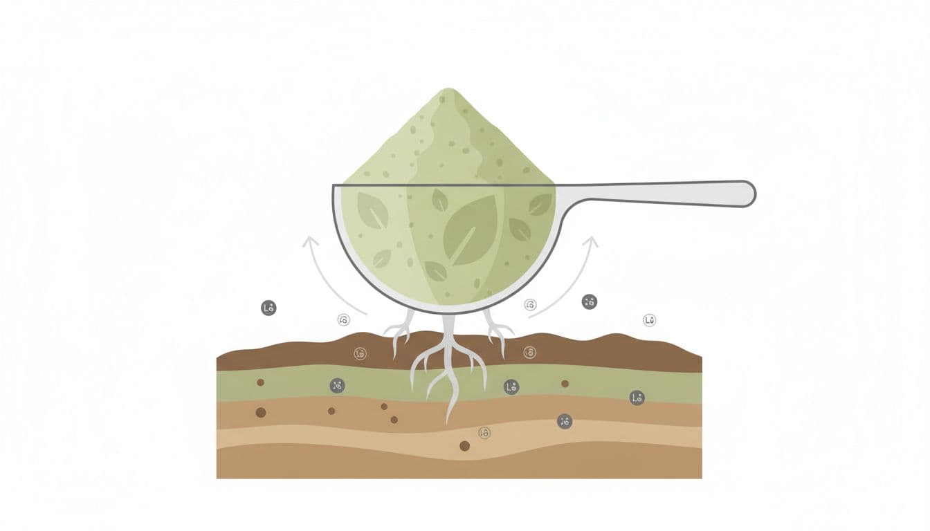 Illustration showing soil uptake of heavy metals into plant-based proteins