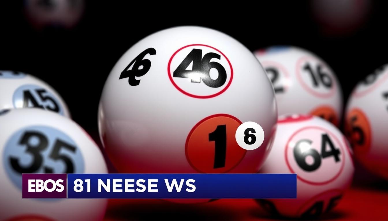 Close-up image of Powerball balls with the winning numbers (15, 46, 61, 63, 64, Powerball 1).