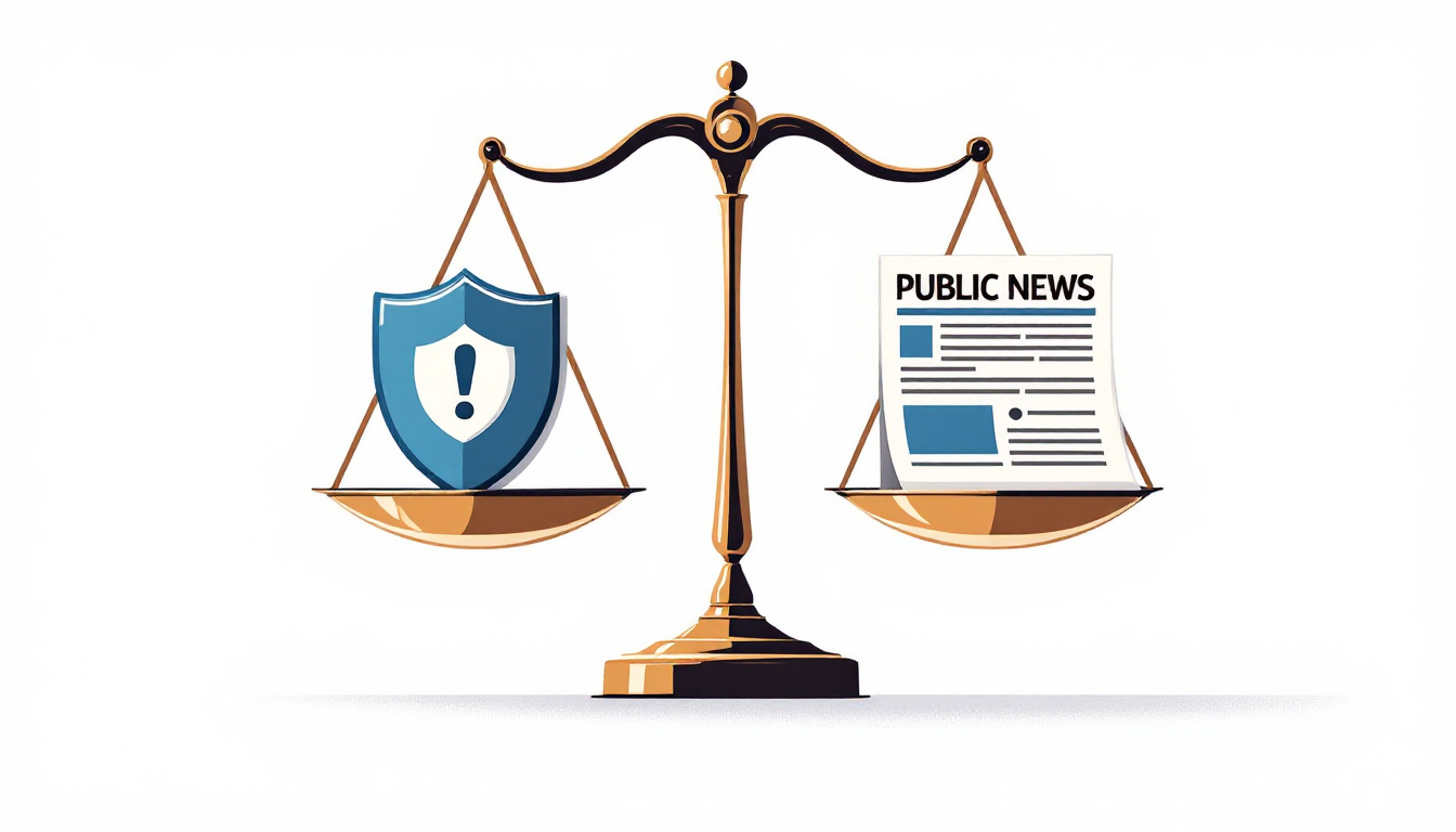 Balanced scales symbolizing privacy and public interest