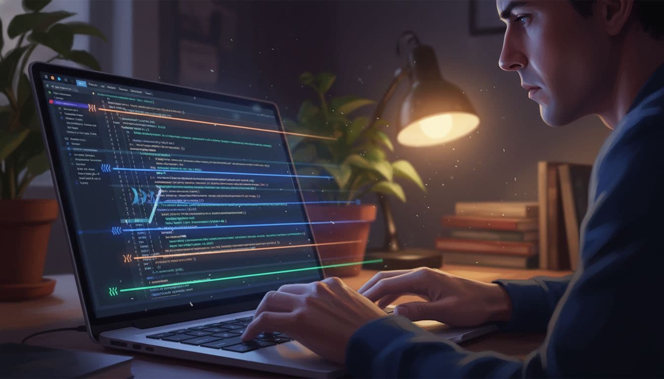 Programmer using GitHub Copilot CLI in a dark themed terminal