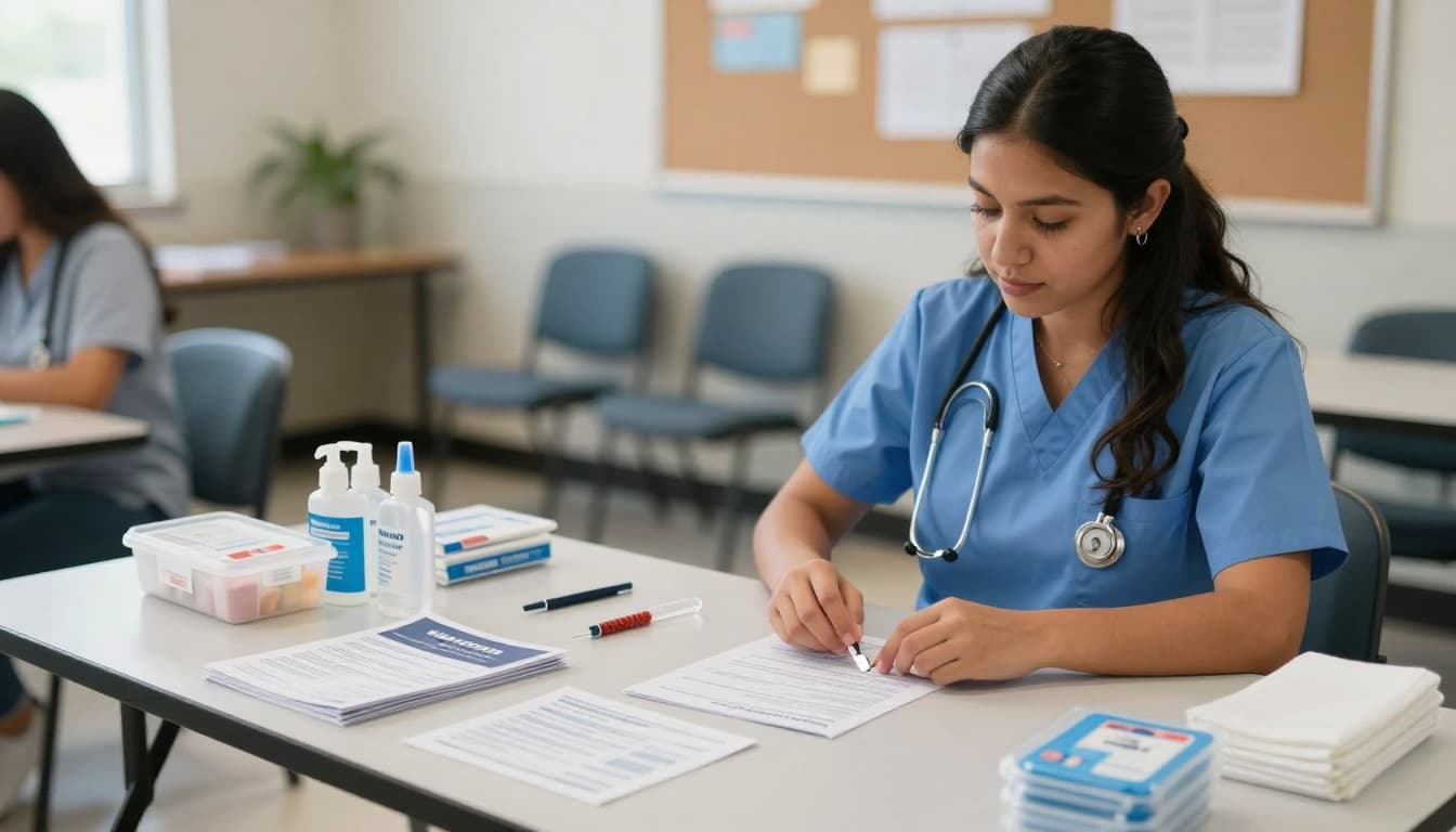 Public health worker setting up fentanyl safety and overdose prevention materials