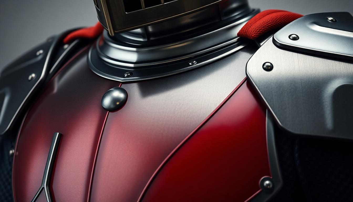 First Look at Ian McKellen’s New Magneto Suit in Marvel’s Avengers: Doomsday 2 Close-up of regal armored helmet and chest plate with brushed gunmetal and crimson panels