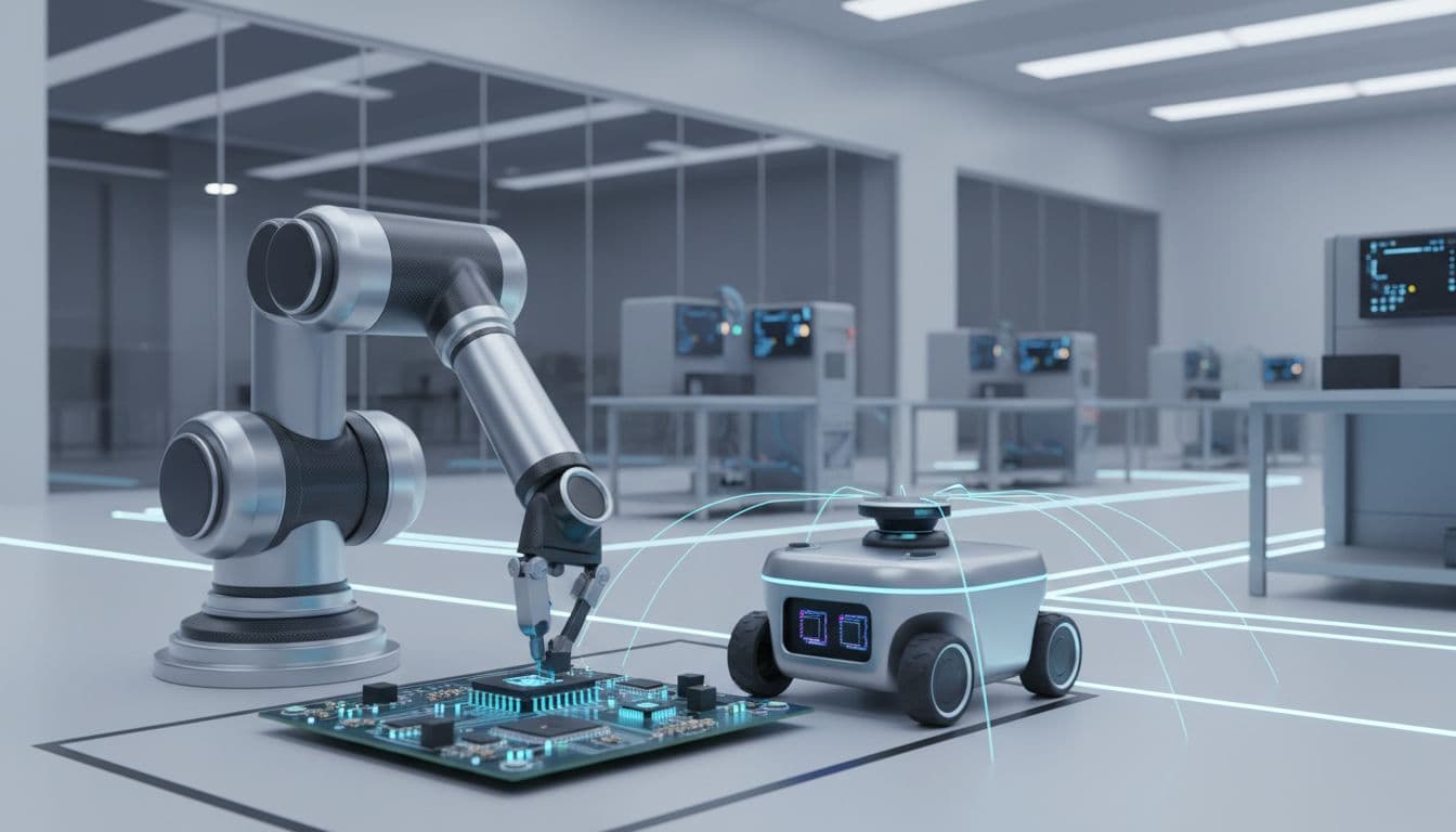 Reasons Nvidia Could Beat the Market Again in 2026 4 Robotics and edge AI concept showing industrial robot and autonomous robot