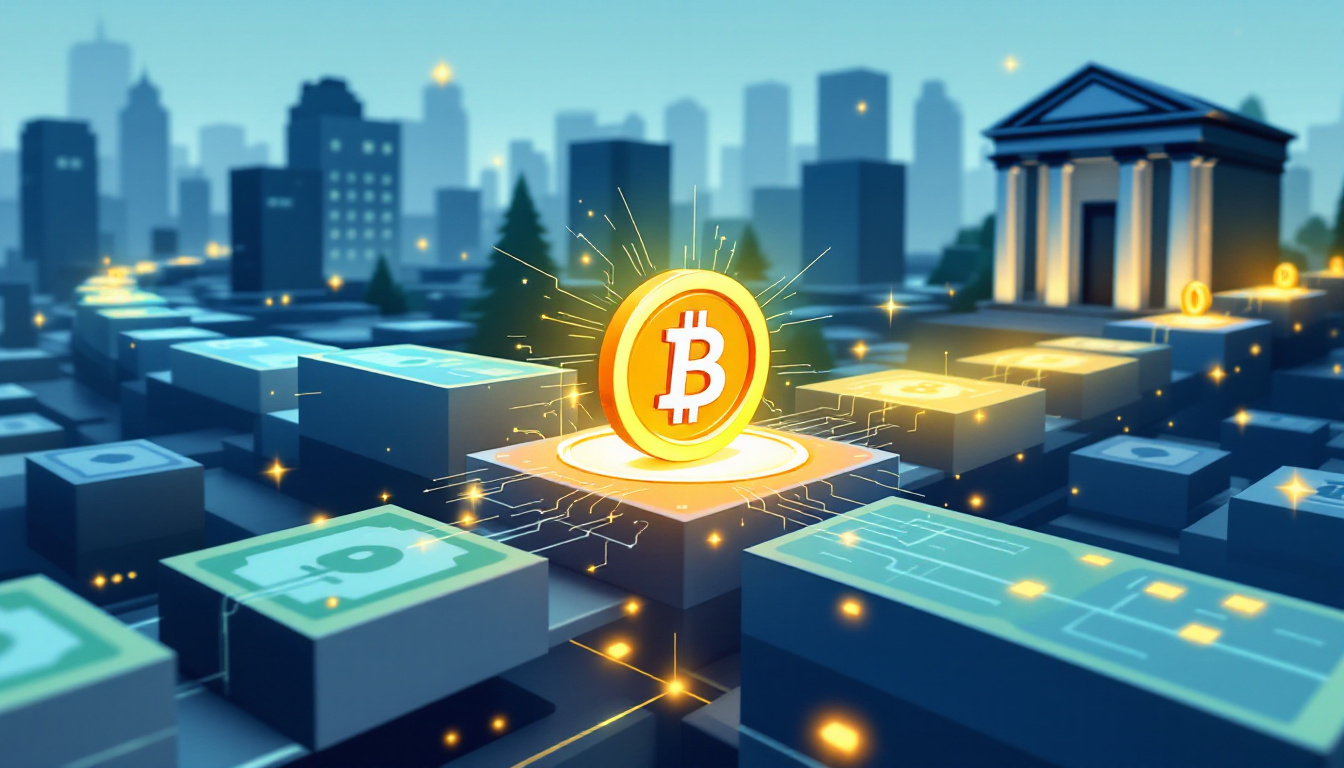 Illustration of a payment moving on a blockchain