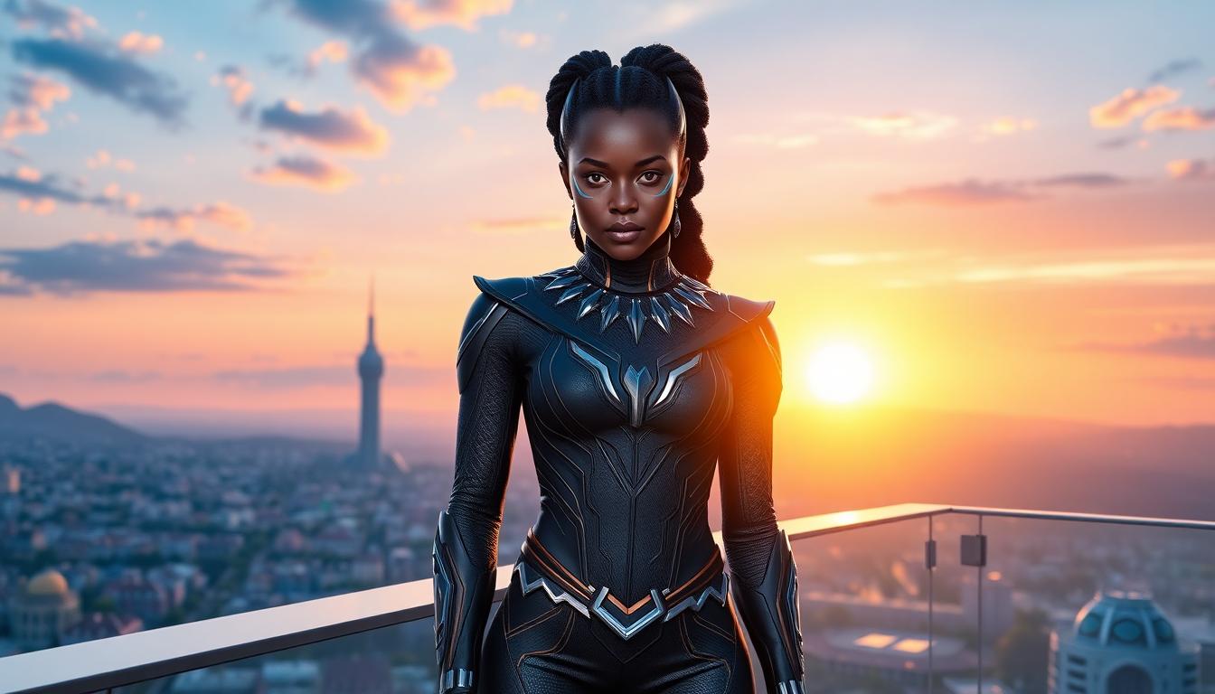Shuri as Black Panther Overlooking Wakanda