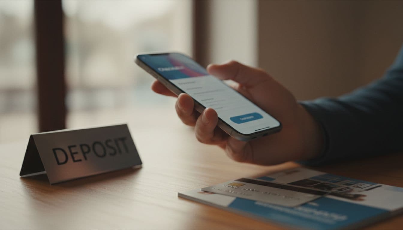 Phone pre-order checkout scene with a credit card, representing customers placing deposits for a device that has not shipped