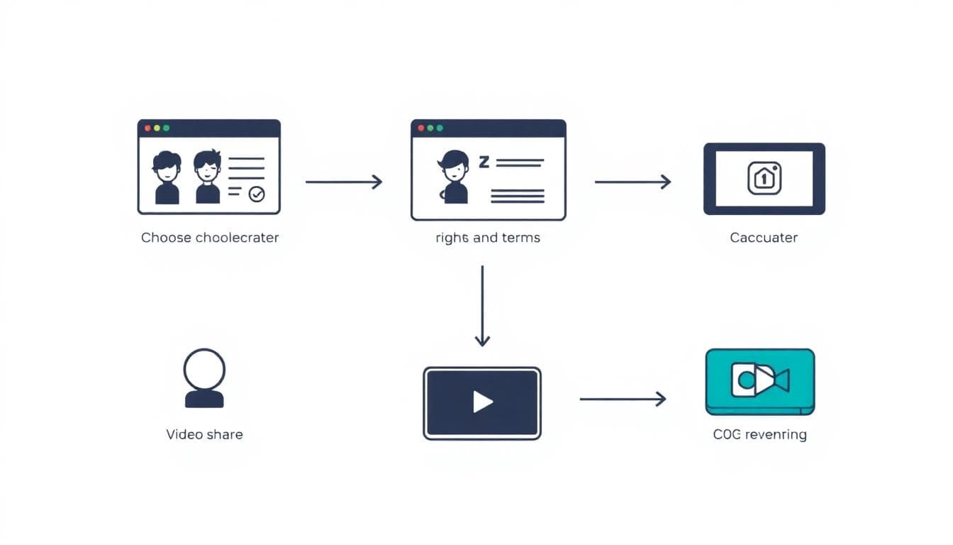 OpenAI’s Sora May Add Licensed Fictional Characters: What Creators Should Know 4 Minimal flowchart of licensed character selection and revenue share process