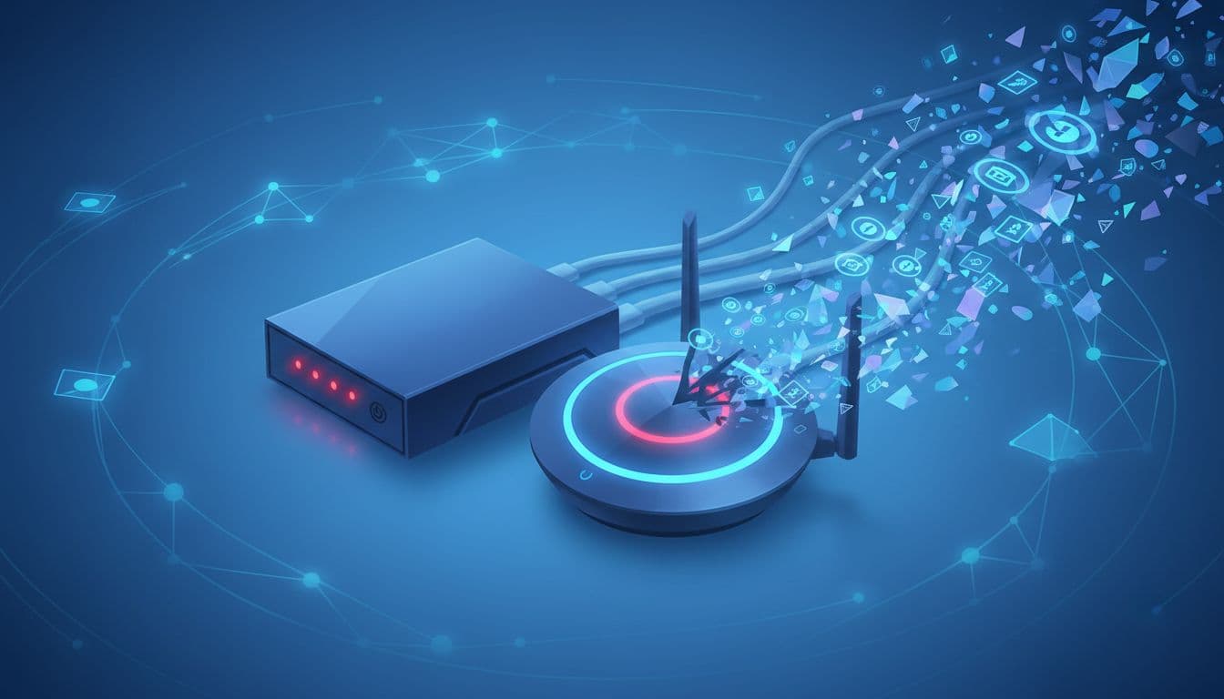 Spectrum internet modem and router showing warning lights