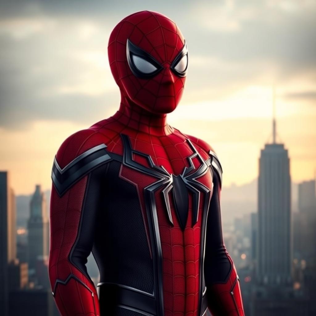 Spider-Man: Brand New Day — Where Does It Fit in the Marvel Timeline? 2 Spider-Man in a new suit standing in front of a city skyline, moody lighting, superhero film style
