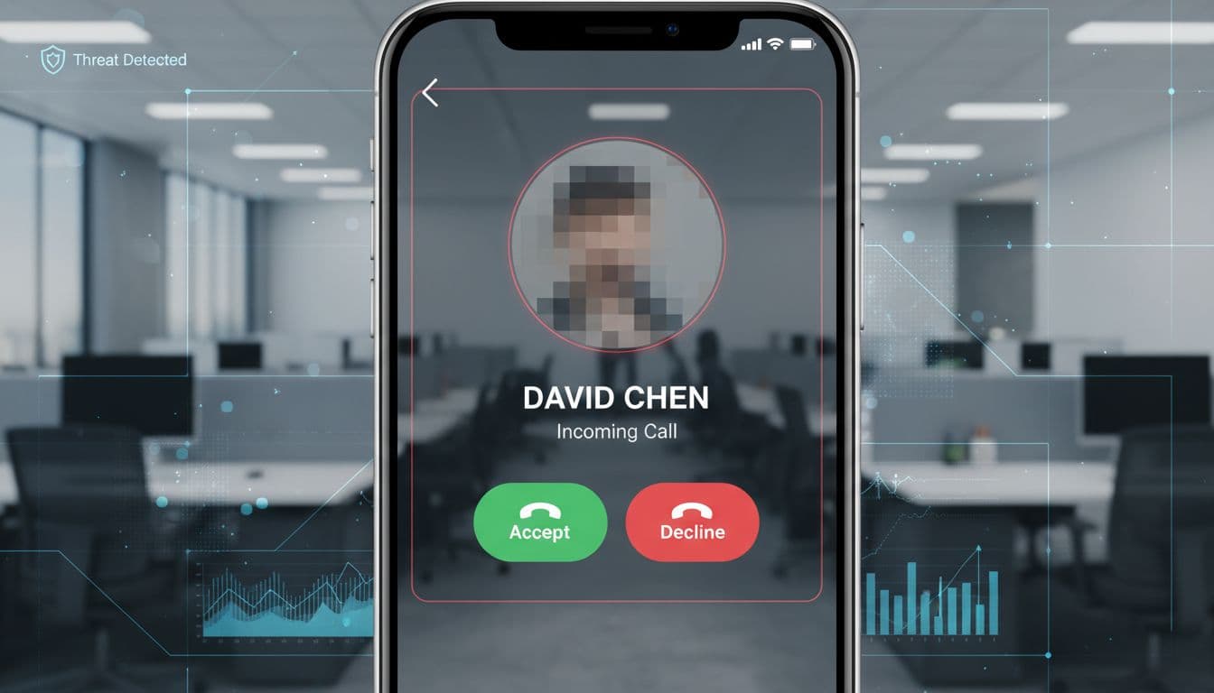 Incoming call notification showing a forged display name