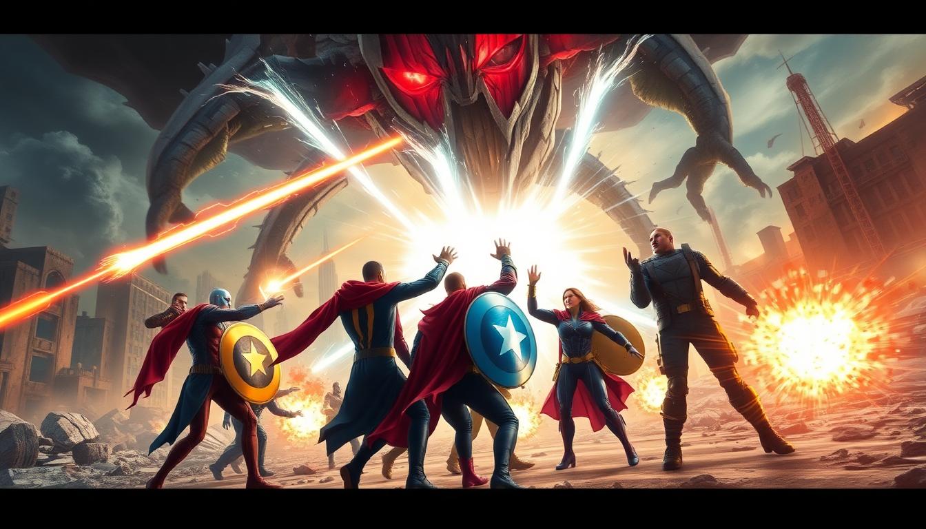 Report: Canceled Marvel Character May Return for Major Roles in Avengers: Doomsday and Secret Wars 3 Team of superheroes facing a colossal doomsday-level threat in a ruined city