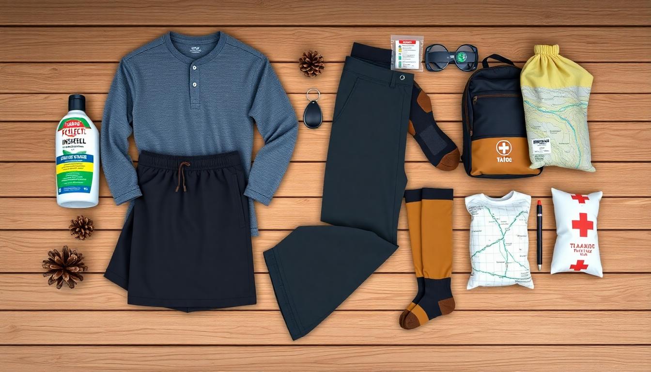 Tahoe Resident Tests Positive for Plague: What Locals and Visitors Need to Know 4 Flat lay of Tahoe hiking safety gear, including repellent and first aid kit