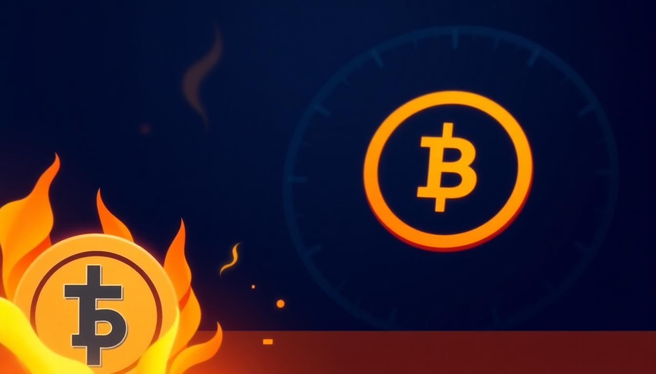 Illustration of token scarcity with a burning coin and supply gauge
