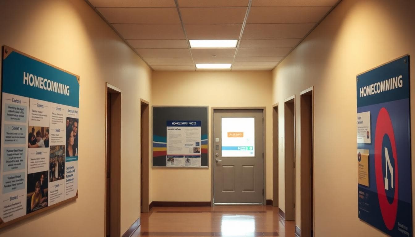 5 People Shot Near Howard University as Homecoming Events Take Place, Police Say 4 University hallway with homecoming week posters and an events board.