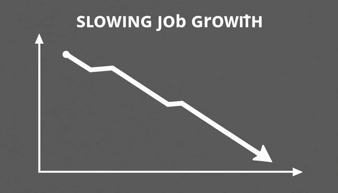 Illustration of a downward trending jobs growth line representing slowing U.S. job growth