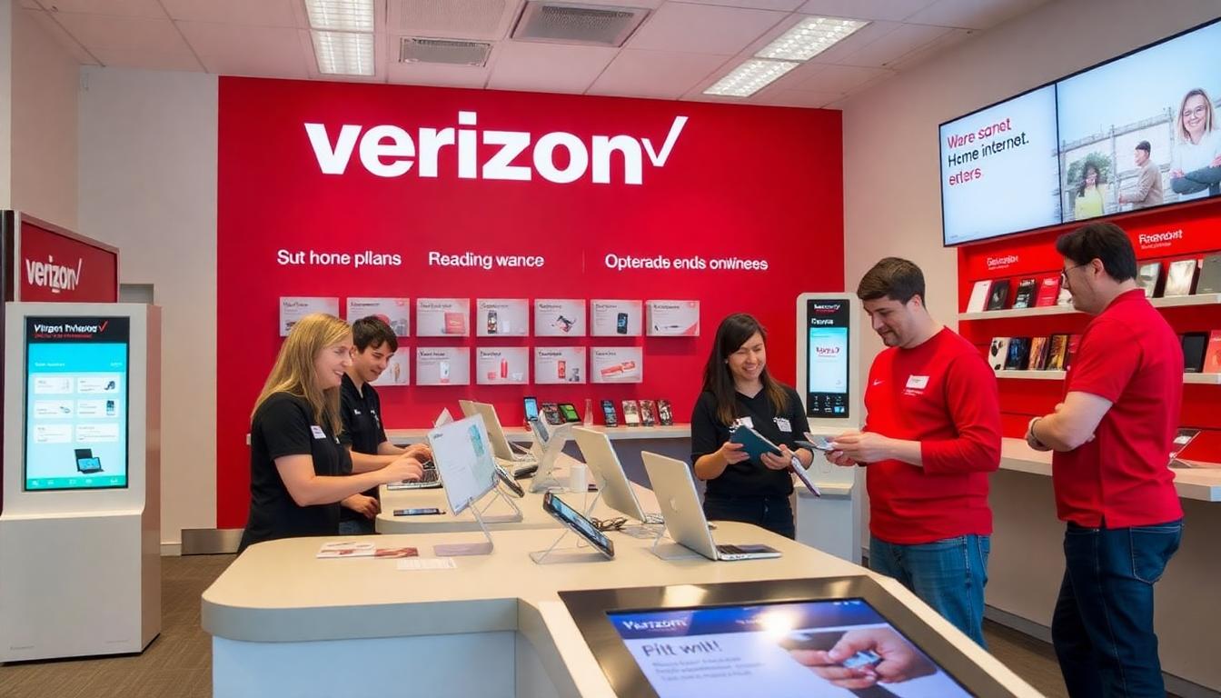 Verizon Q2 2025 Earnings: Strong Growth, New Tech, and a Bold Road Ahead 3 Inside Article Image 2: Verizon staff helping customers upgrade devices and internet at a modern retail store.