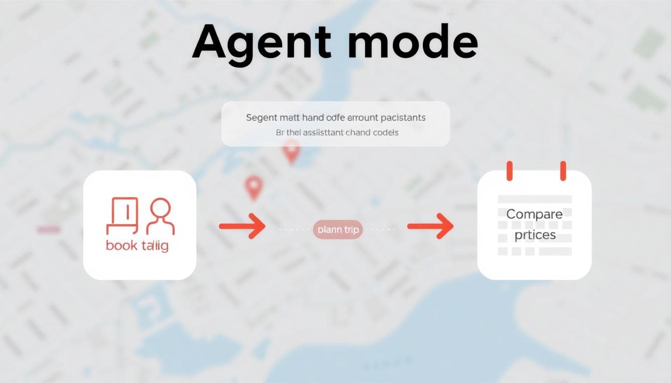 Illustration of an agent workflow connecting plan, compare, and book steps