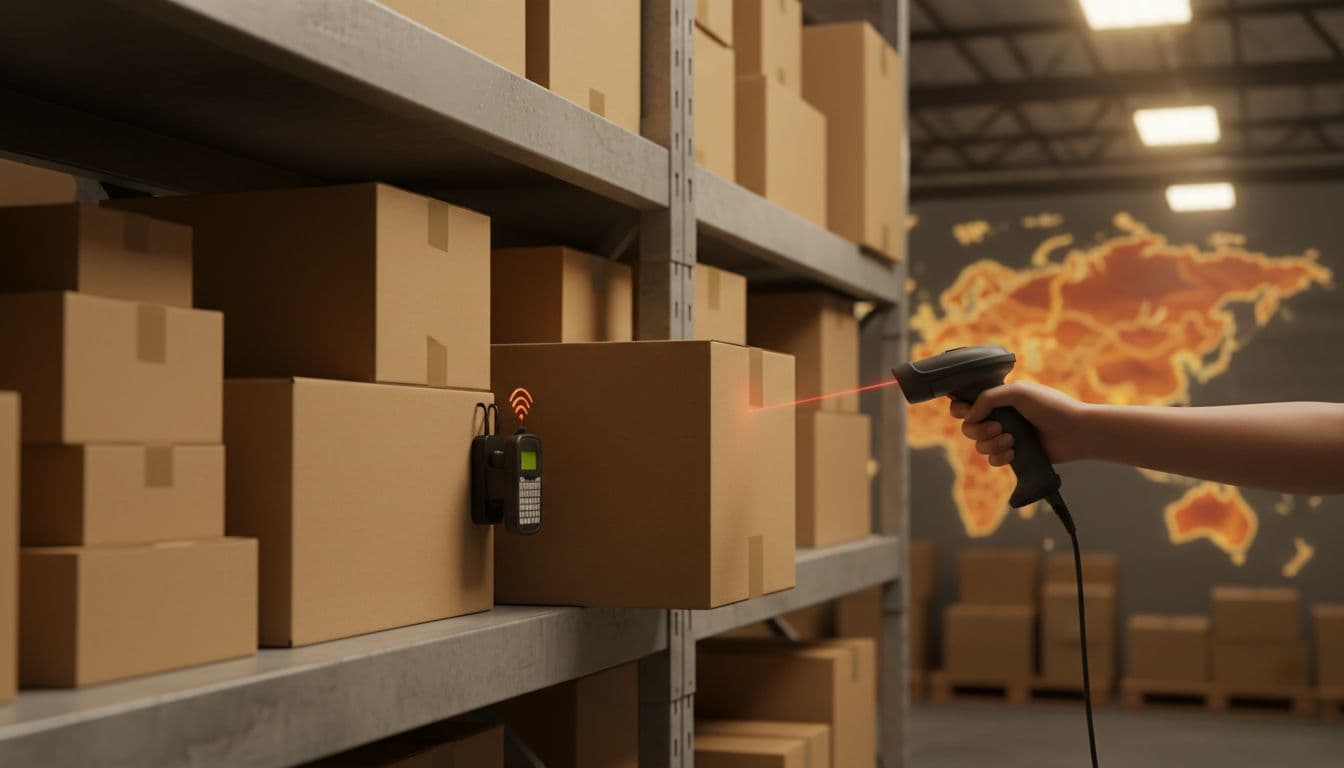 Amazon Stock Falls After New Tariff Threats: What It Means for Sellers, Shoppers, and Investors 2 Warehouse shelves with boxes and scanning equipment indicating global supply chain activity