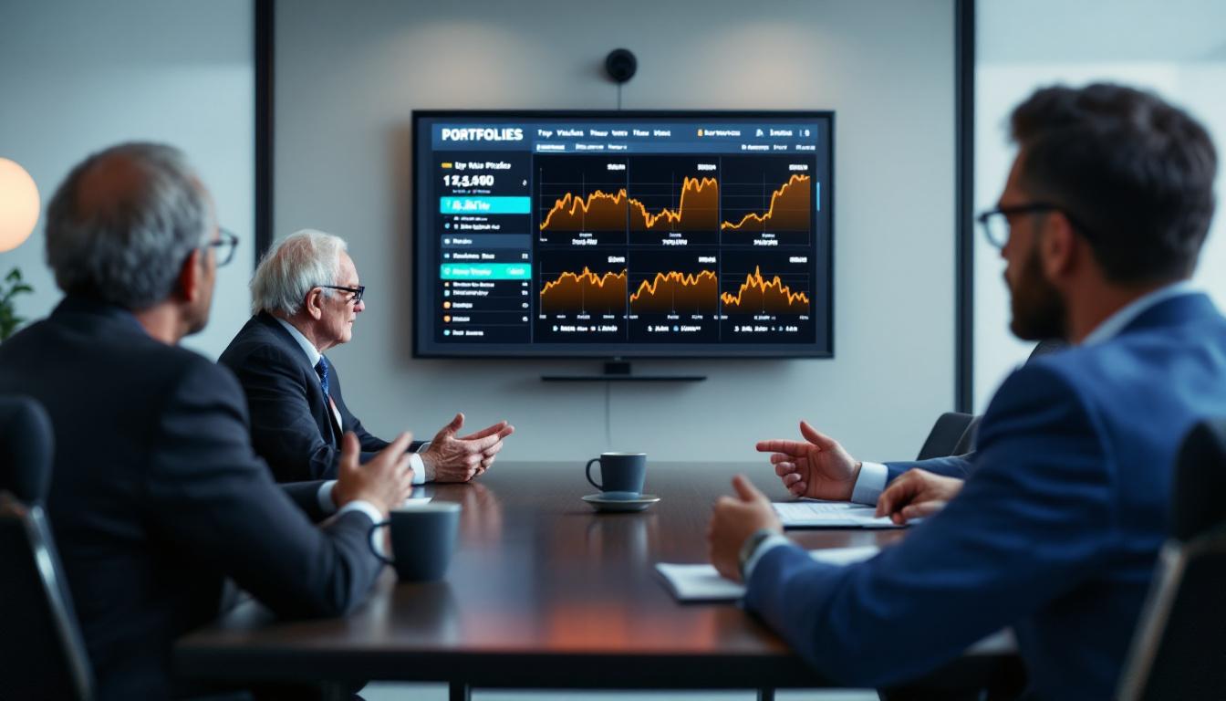 AI vs. Buffett’s Mystery Stock: When Machines Analyze Wall Street’s Greatest Investor 3 Image: Buffett and his investment team analyzing a digital portfolio